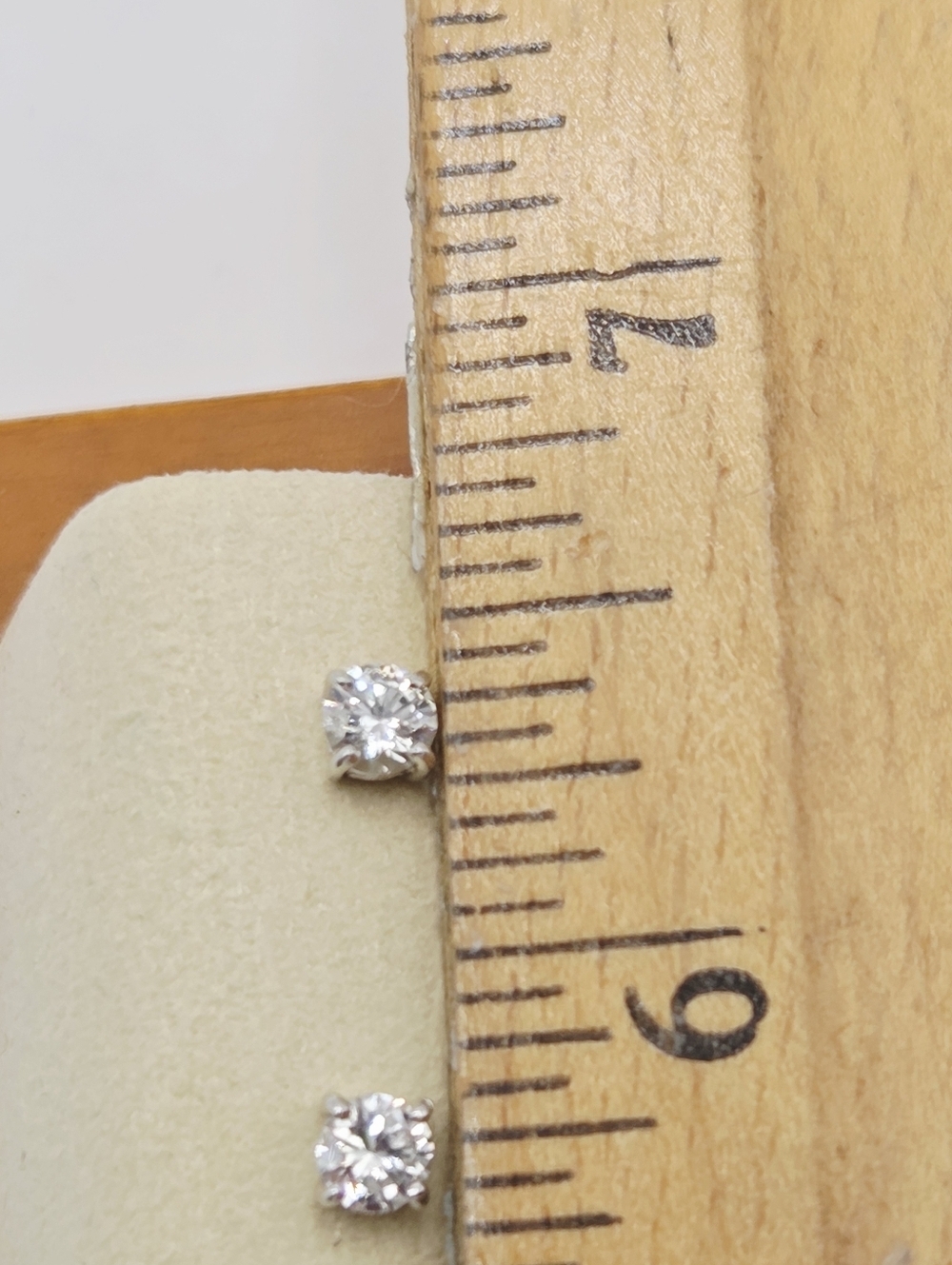 Diamond Stud Earrings Round Natural 14KT Gold 4 Prongs Minimalist - Picture 16 of 16